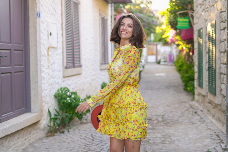 Young woman with dark short hair