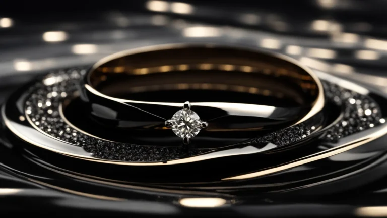 a sparkling lab-grown diamond ring elegantly rests atop a sleek, polished black surface, embodying modern romance and sustainable luxury.